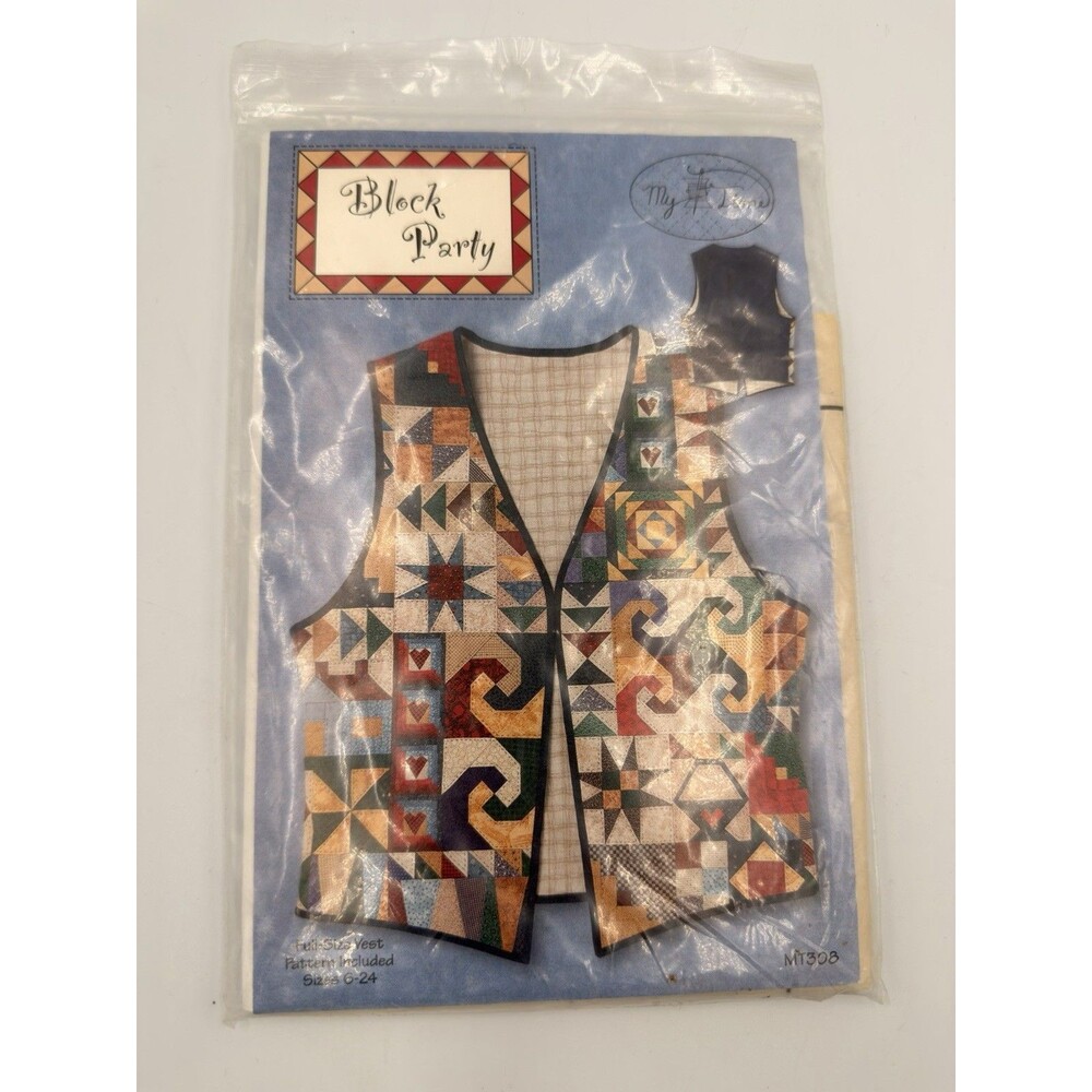 My Time Block Party Patchwork Quilt Vest Sewing Pattern MT308 Uncut Sizes 6-24